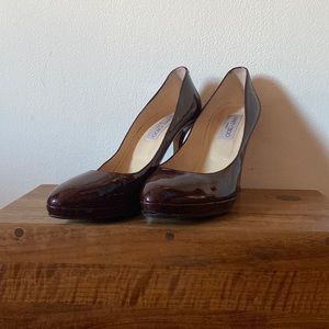 Patent leather Jimmy Choo Aimee burgundy pumps, size 40.5